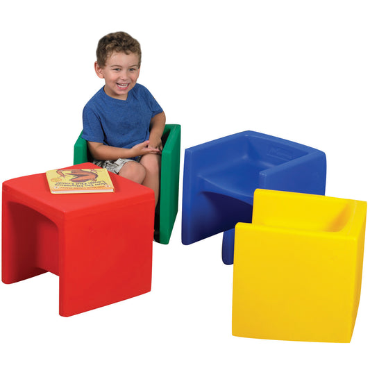 Boy sitting on a green Educube Chair