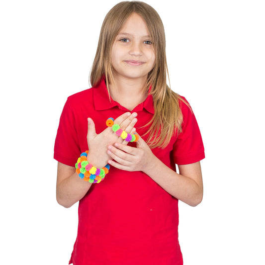 Girl wearing the Squishy Ball Bracelet - Set of 4