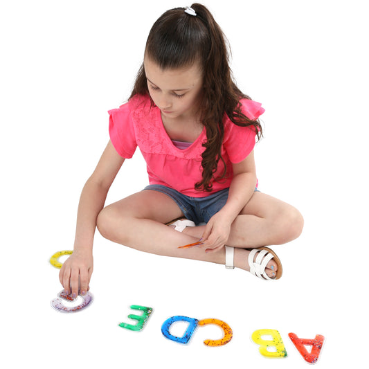 Girl using the Sensory Gel ABC's