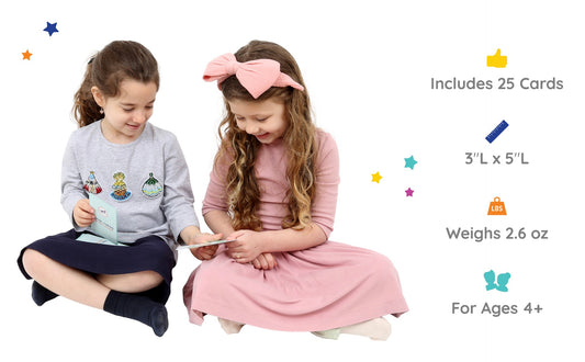 Two girls happily playing with the Visual Cards for Self-Calming