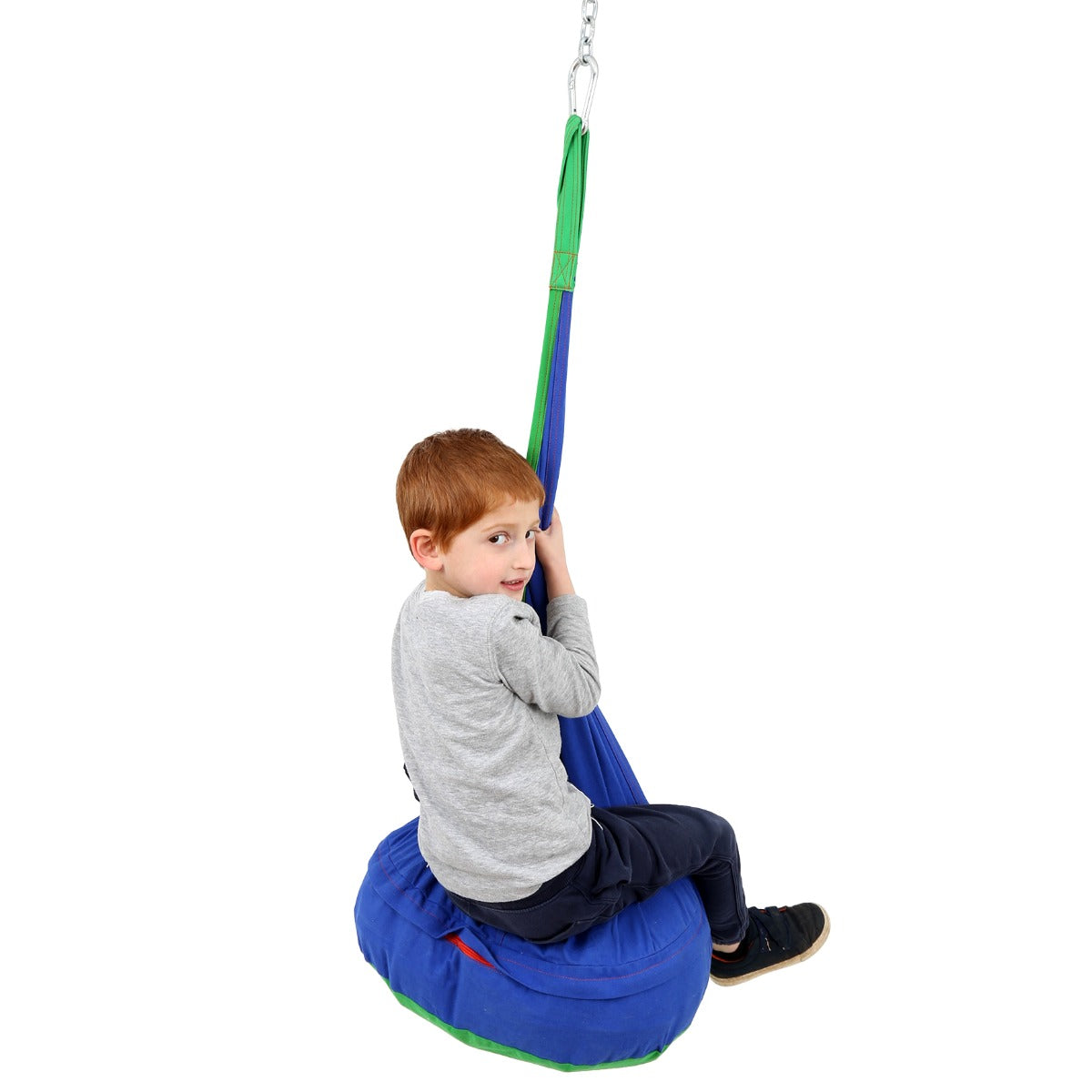 Boy using the Cocoon Climbing Swing