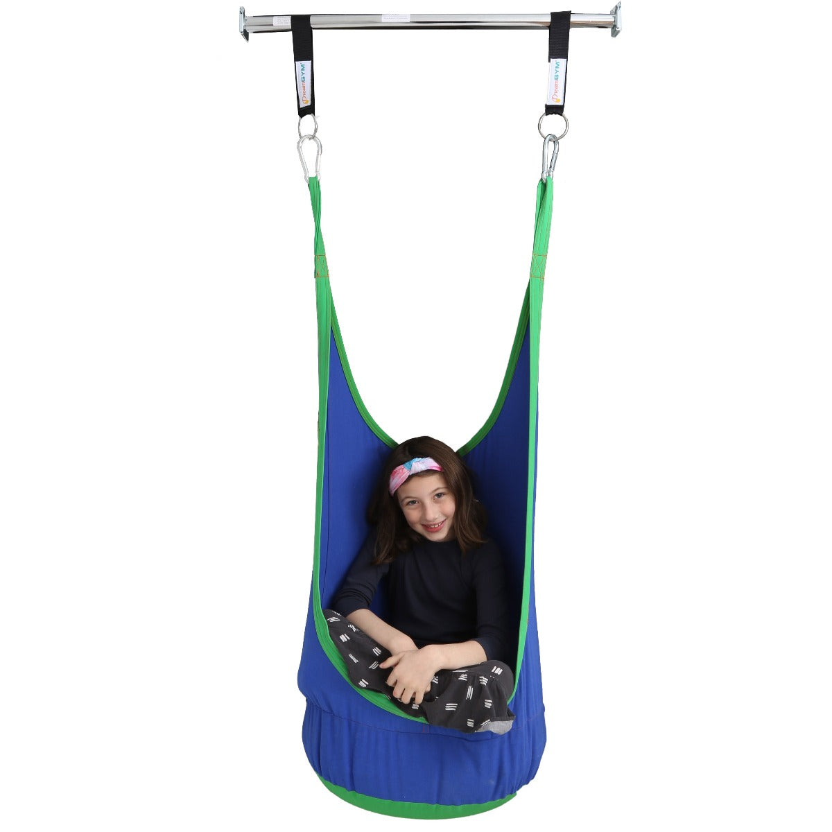Girl using the Cocoon Climbing Swing