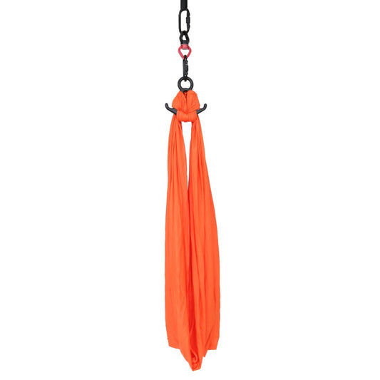 orange Cozy Compression Swing suspended from the hook