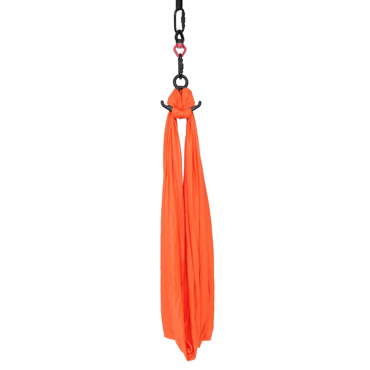 orange Cozy Compression Swing suspended from the hook