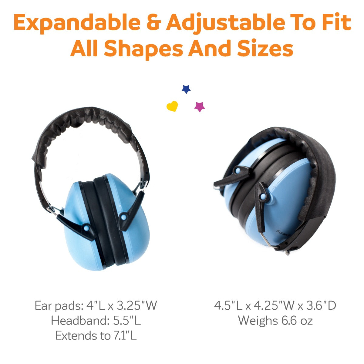 Expandable and adjustable Noise Reduction Headphones - Blue