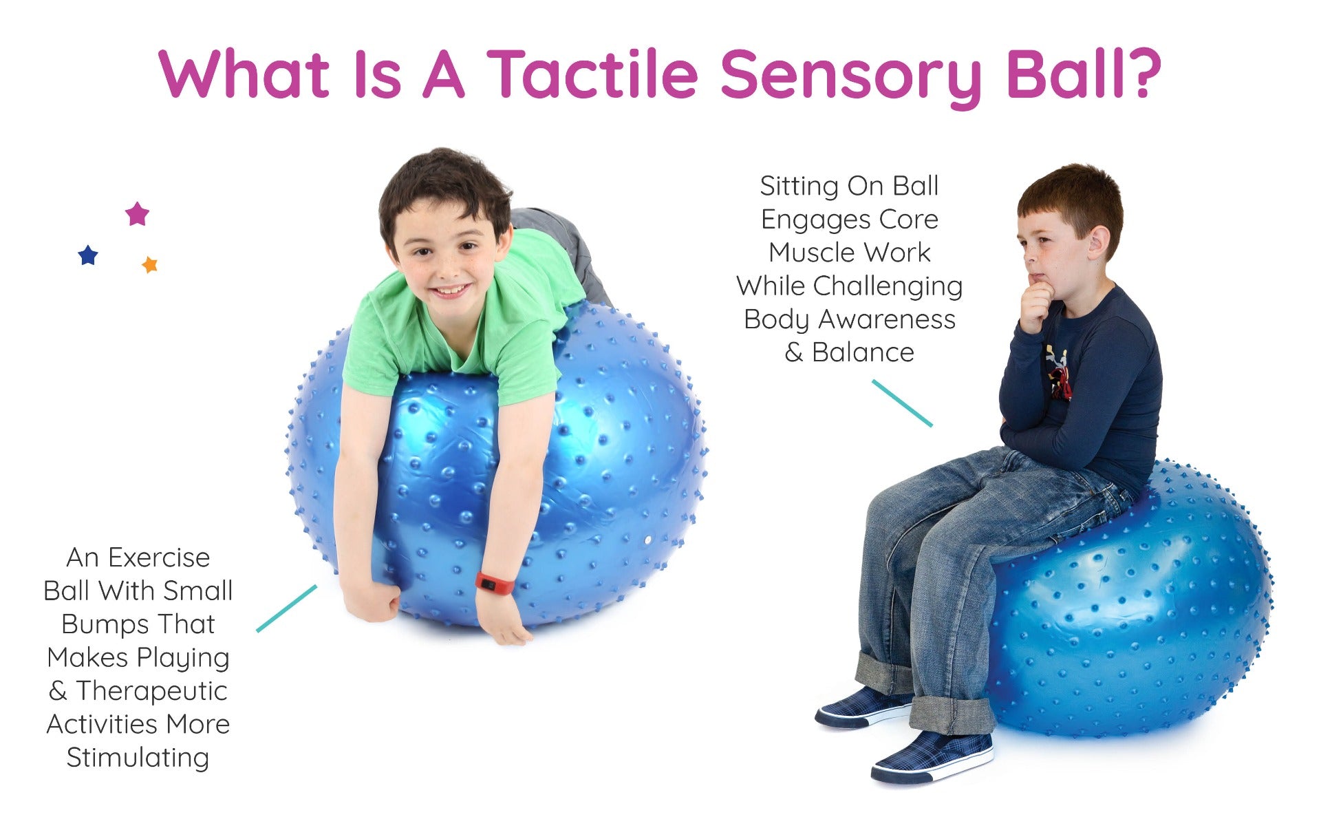 Two boys using the blue Tactile Sensory Ball
