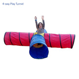 Kid smiling while using the 4-Way Play Tunnel