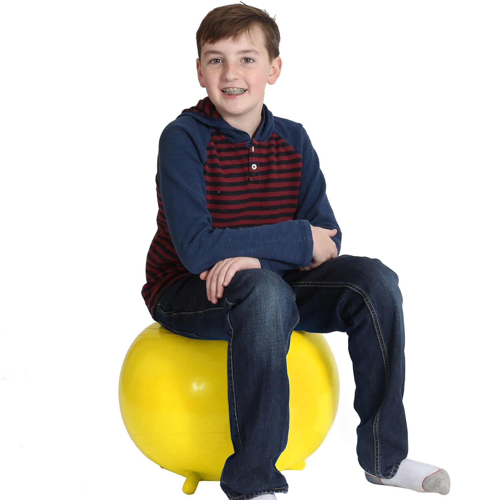 Boy using a yellow Chair Ball