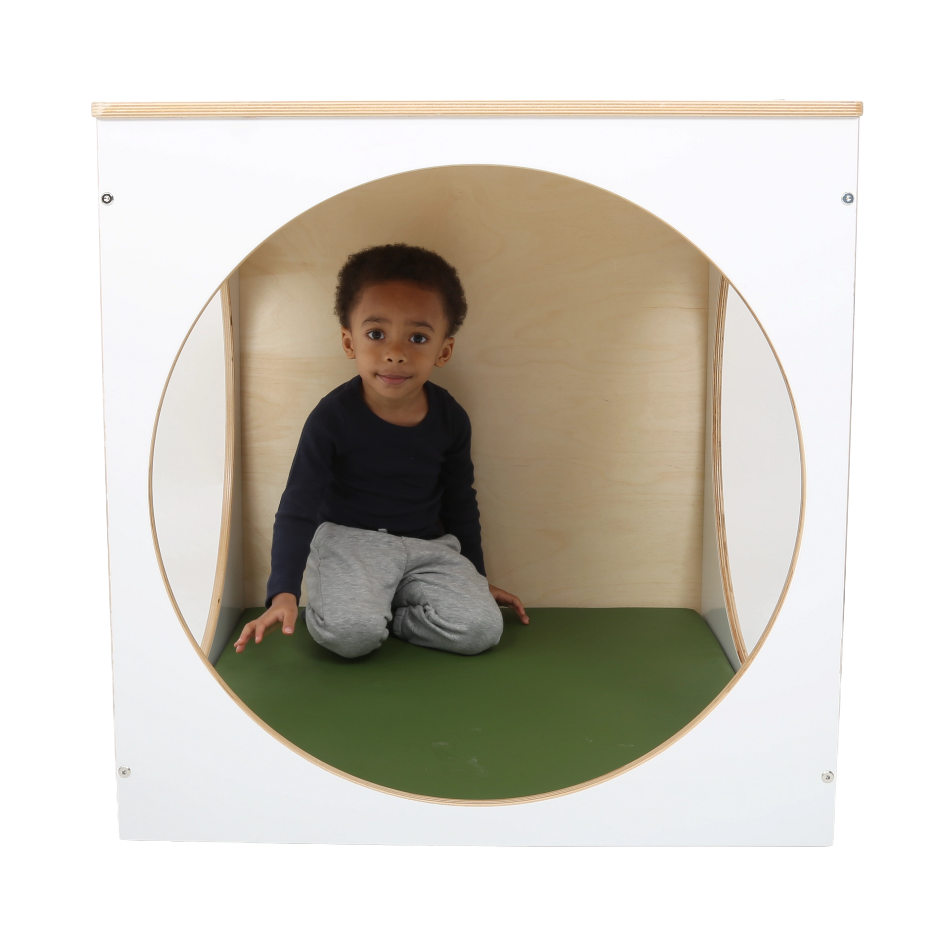 Child sitting inside the ElevatED™ Play House Cube