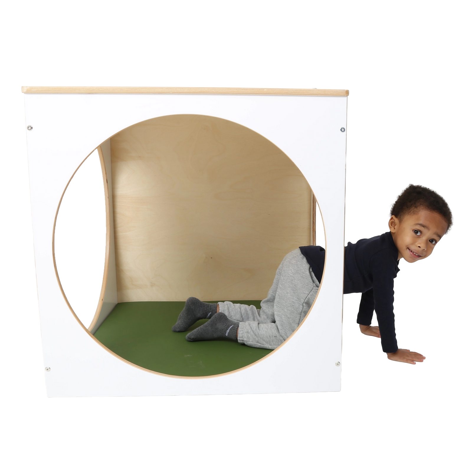 Child climbing out of the ElevatED™ Play House Cube