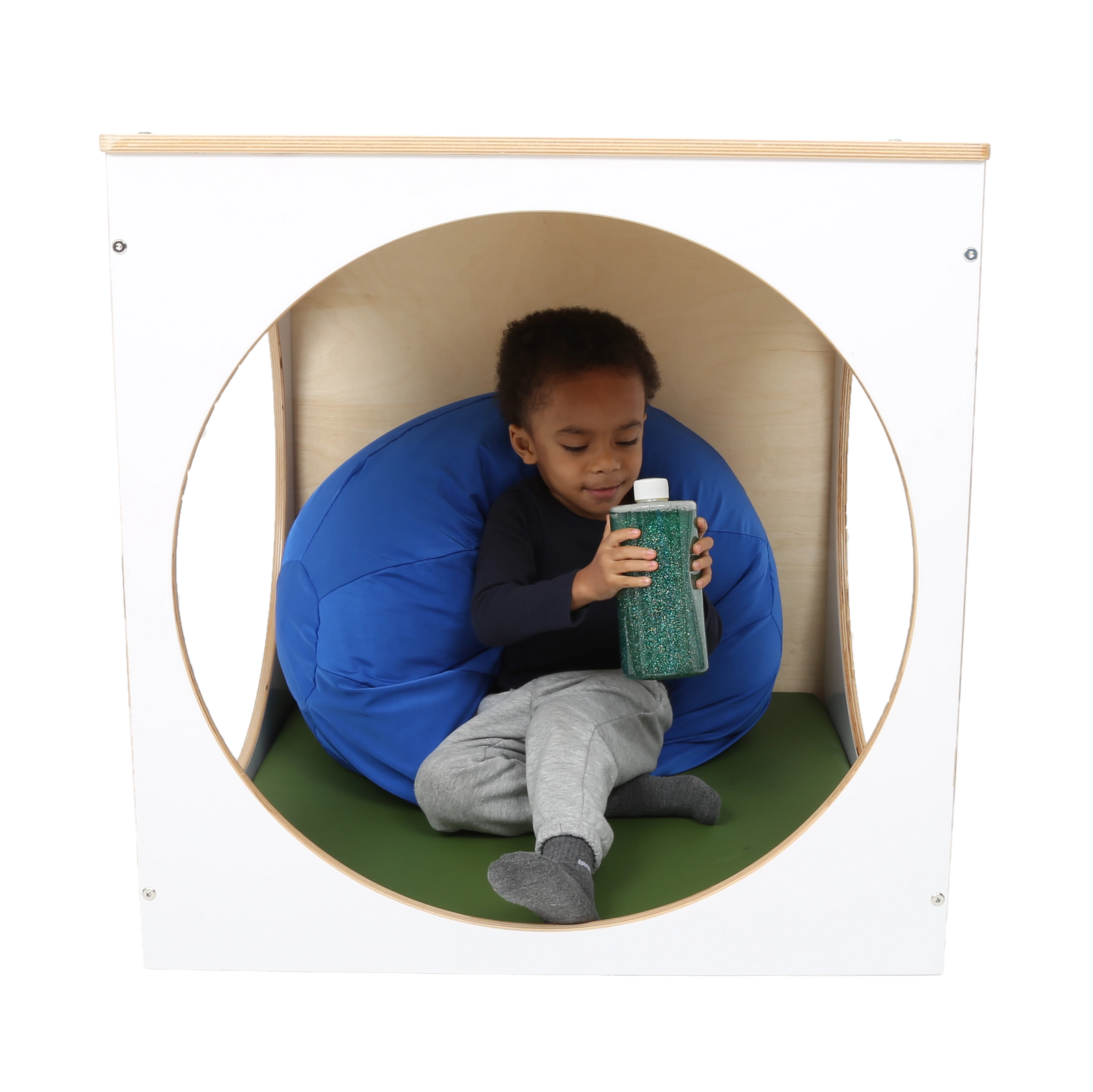 Child playing inside the ElevatED™ Play House Cube 