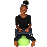 Girl using the Denim Weighted Lap Pad