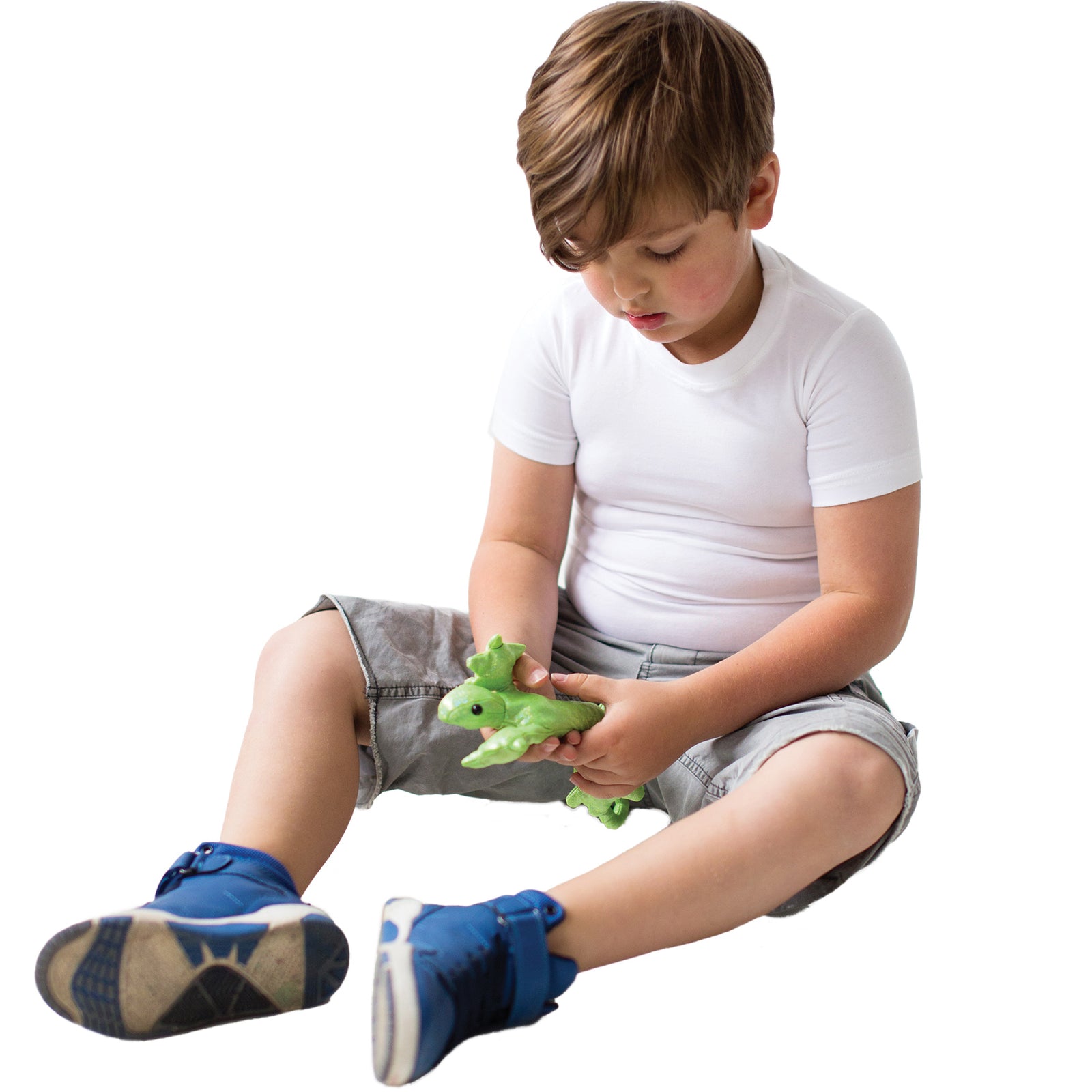 Boy holding the Weighted Fidget Lizard