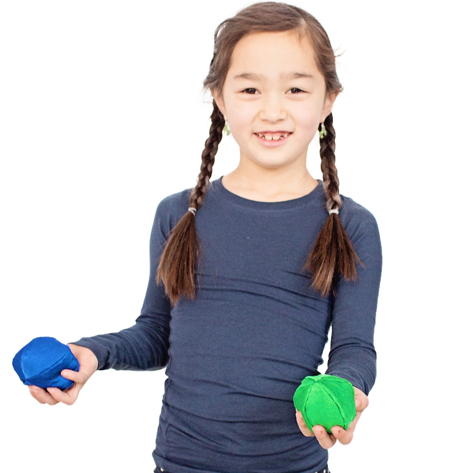 Girl smiling while using the Stressless Fidget Balls