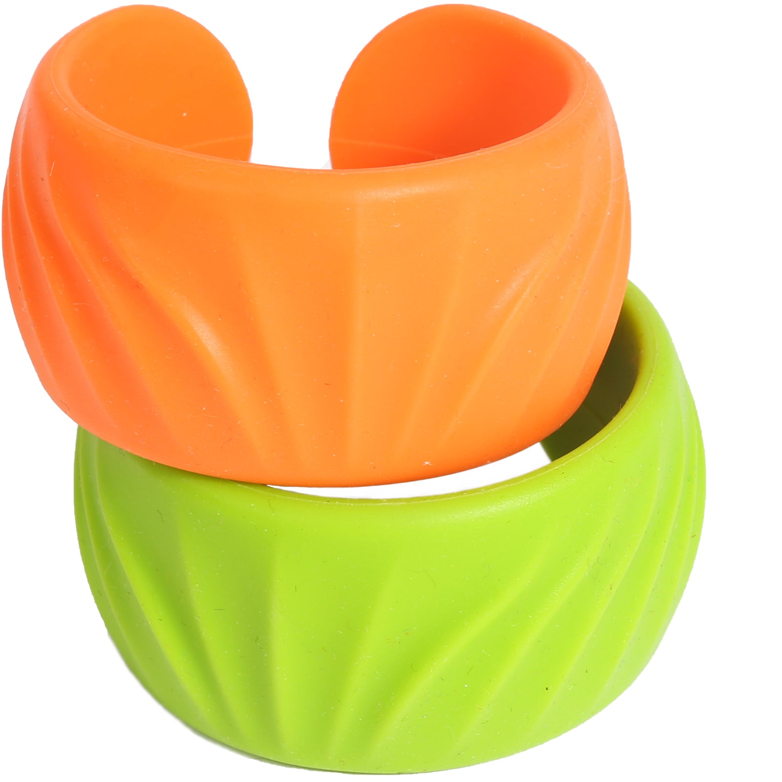 Green and orange Textured Bangle Bracelets