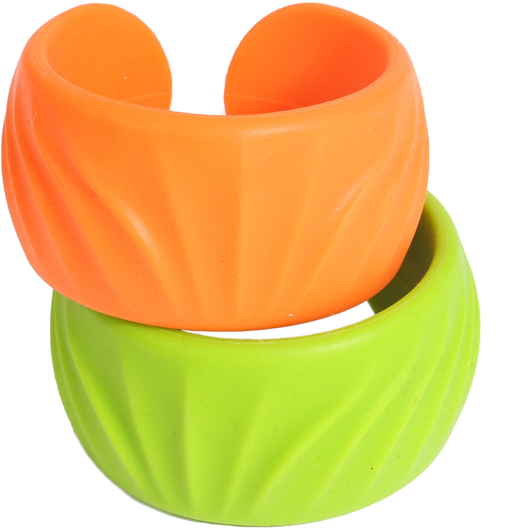 Green and orange Textured Bangle Bracelets