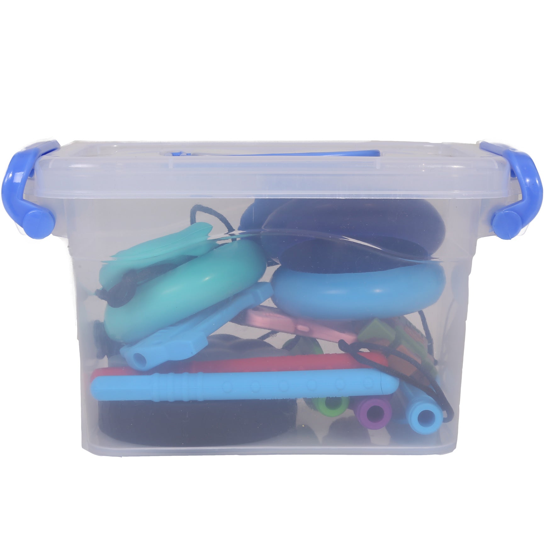 Bucket of 15 silicone chewies including necklaces, bangles and pencil toppers