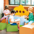 Children sitting on the SensaSoft™ Mushroom Soft Play Furniture while reading books
