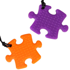 Puzzle Piece Chewy -Set of 2 in the color purple and orange