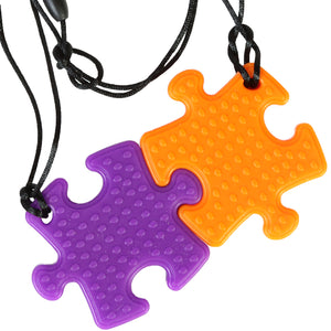Puzzle Piece Chewy -Set of 2 in the color purple and orange