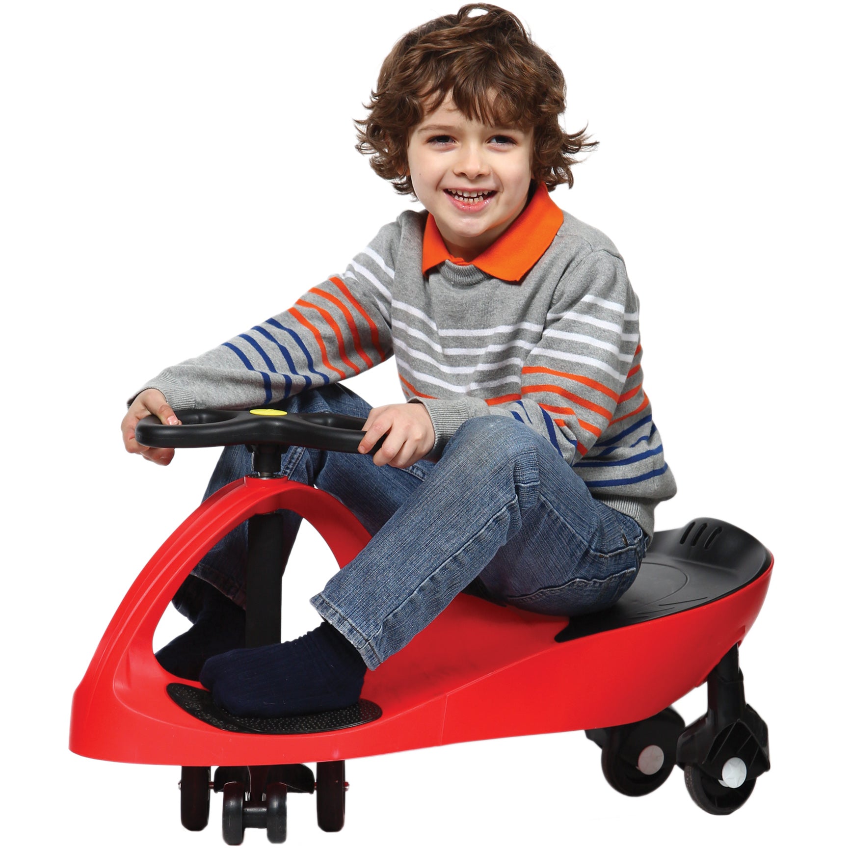 Boy using the red Plasma Car