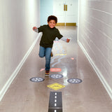 Child running on Sensory Pathway Decals 