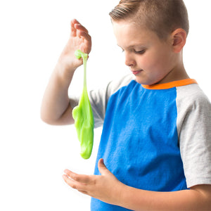 Child playing with green scented putty