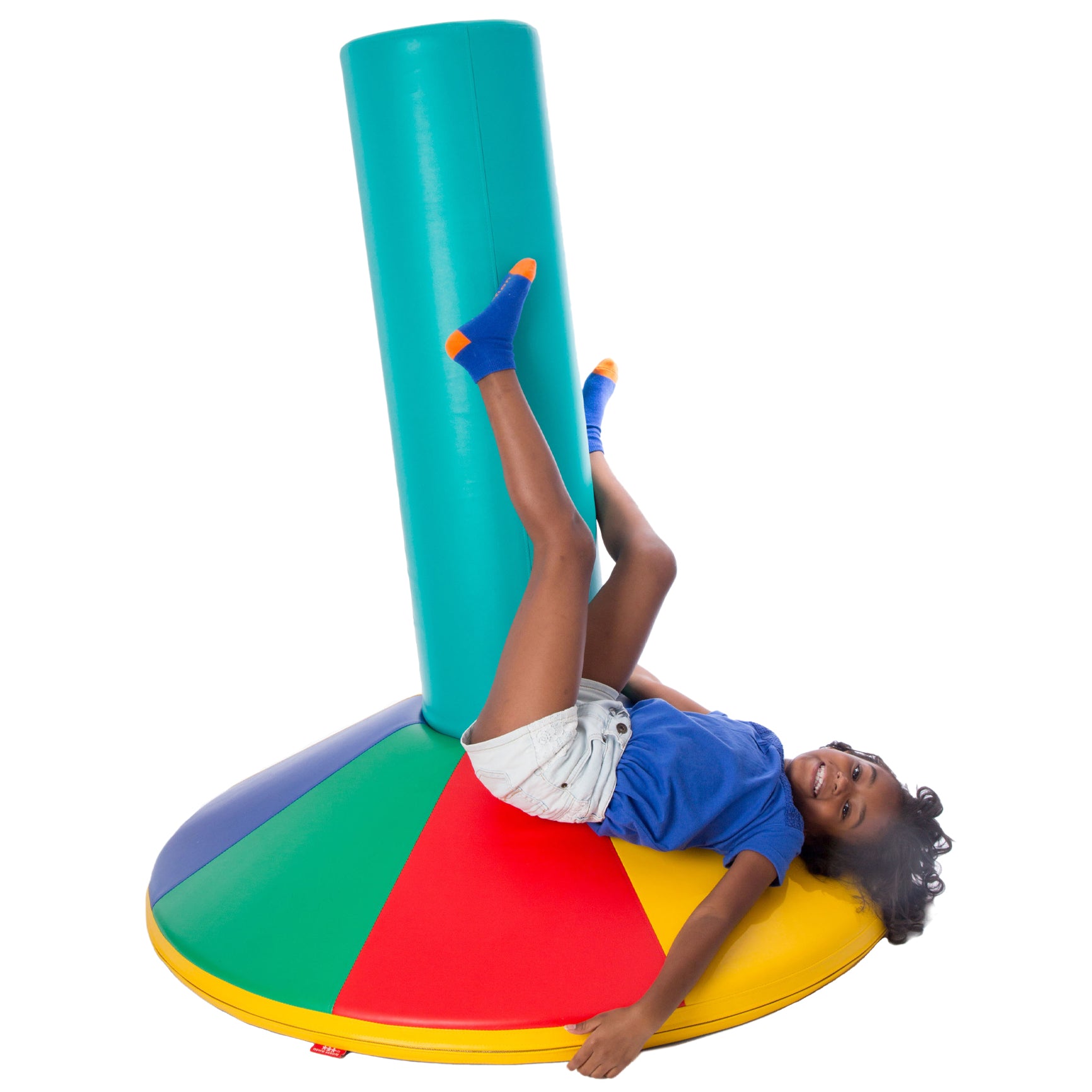 Girl smiling while playing on the SensaSoft™ Rockin Roll Top