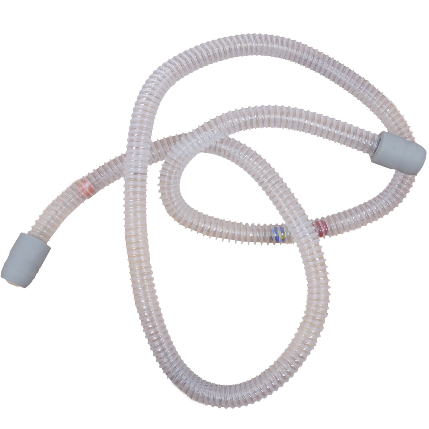 Marble Tracker transparent tube with red, blue and orange marbles inside