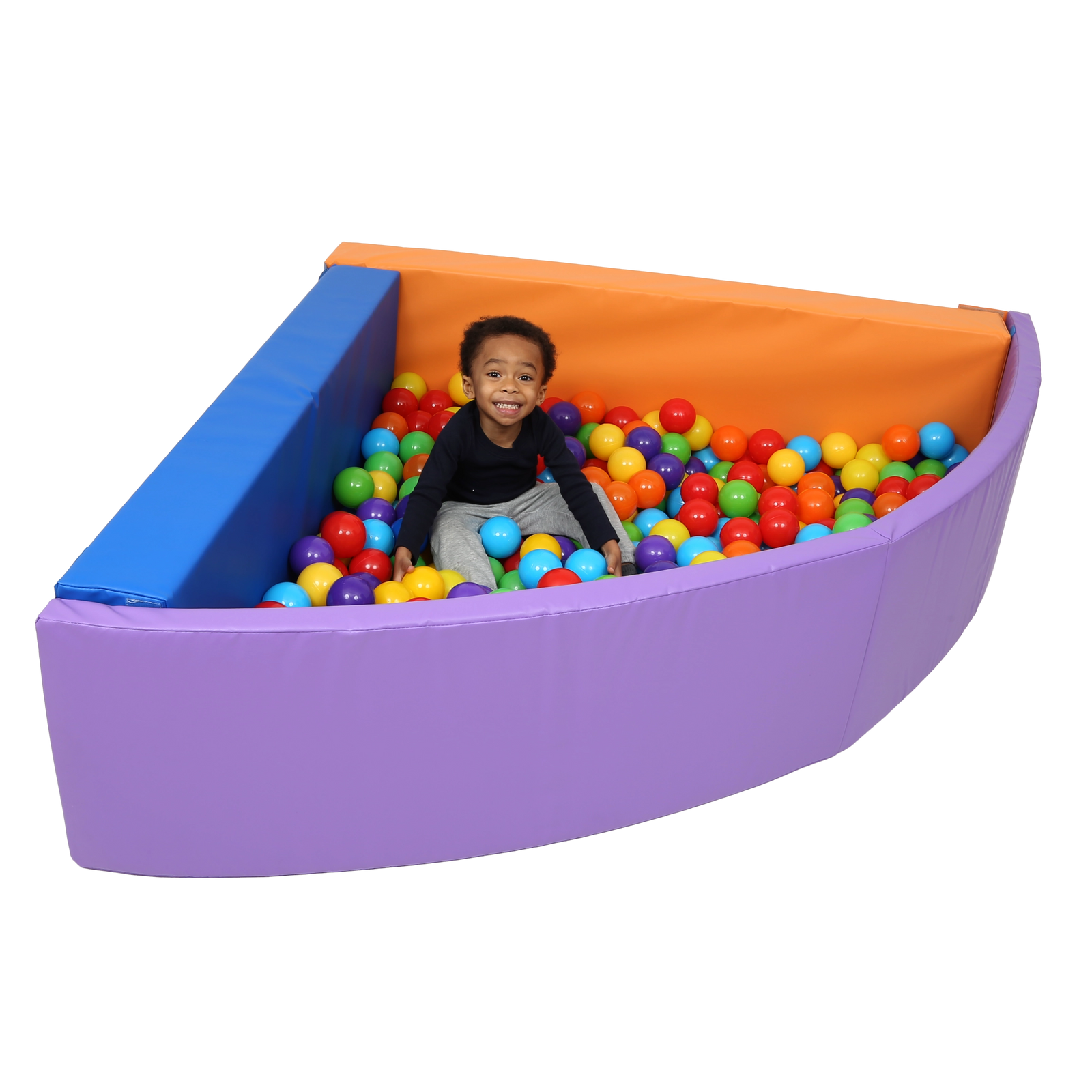 Child sitting inside the SensaSoft™ Foldable Ball Pit - Corner