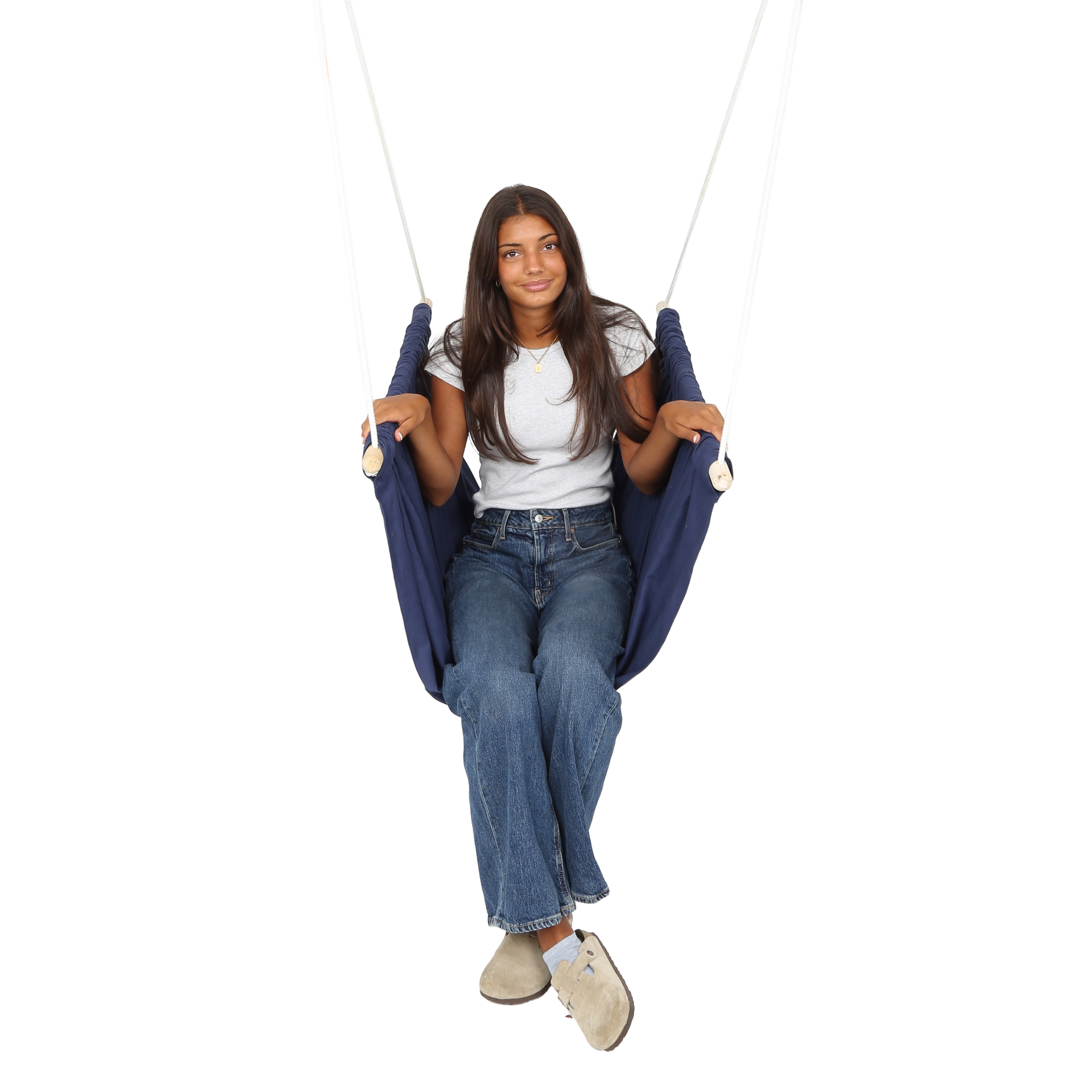 girl sitting in the blue Soft Taco Swing