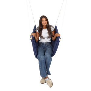 girl sitting in the blue Soft Taco Swing