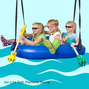 children on the raft platform swing