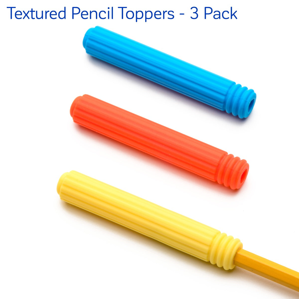 Textured Pencils Toppers - 3 pack, blue, orange and yellow
