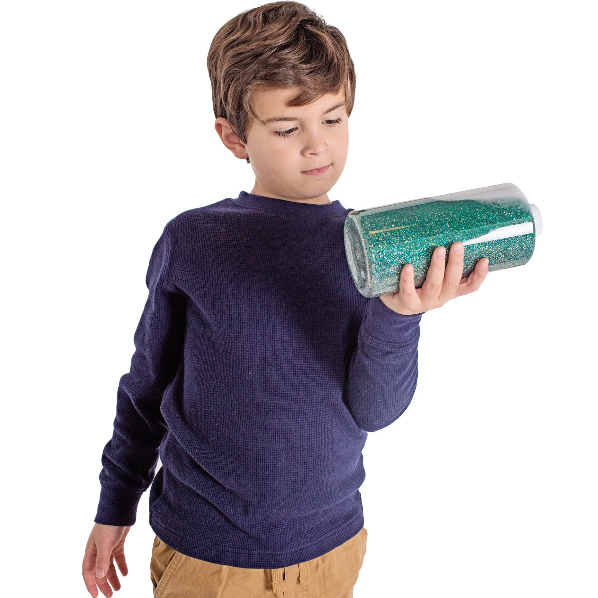 Boy holding a Calm Down Jar