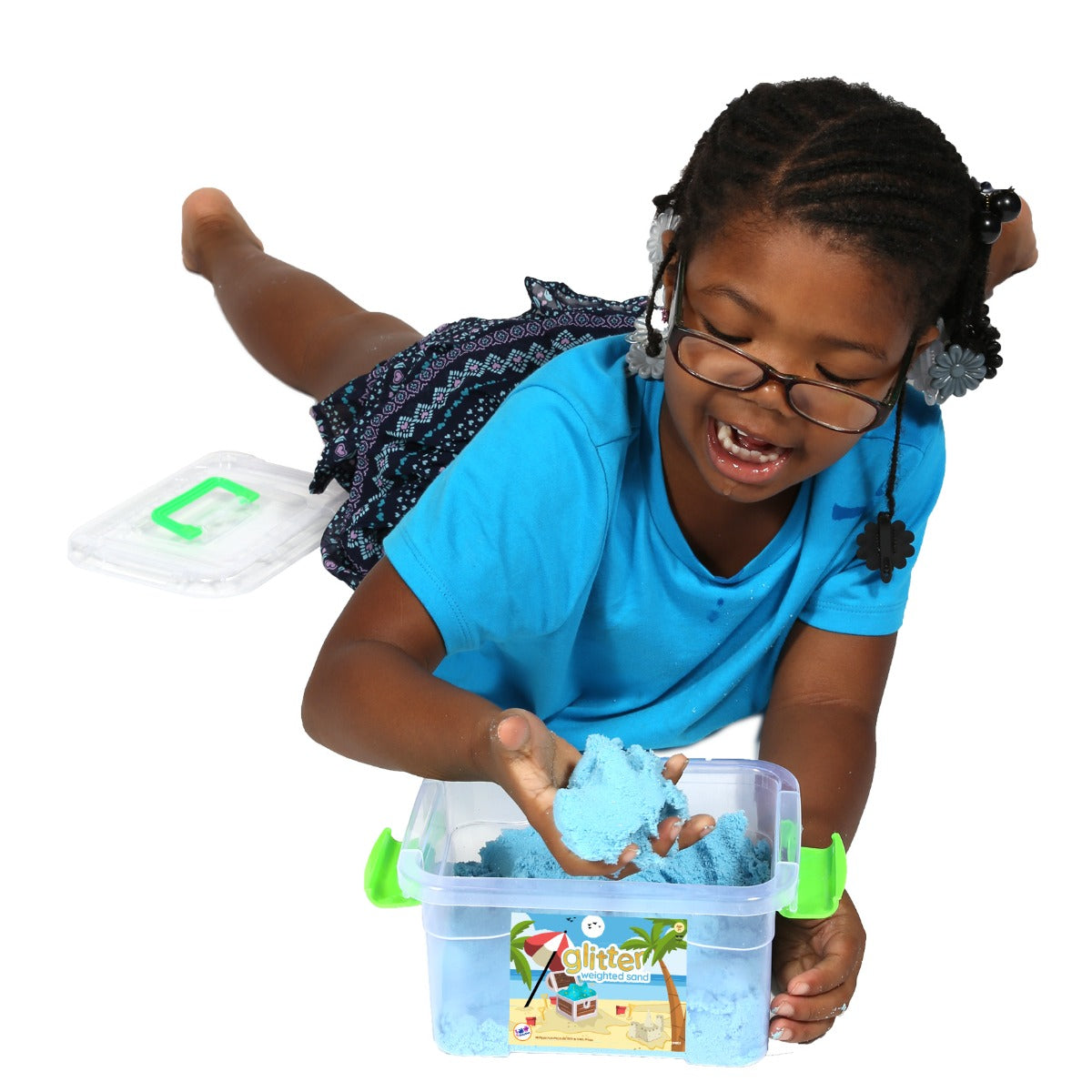 Child playing with the Glitter Weighted Sand