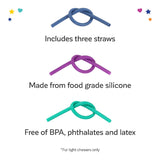 Gnaw Chewable Straws - Set of 3