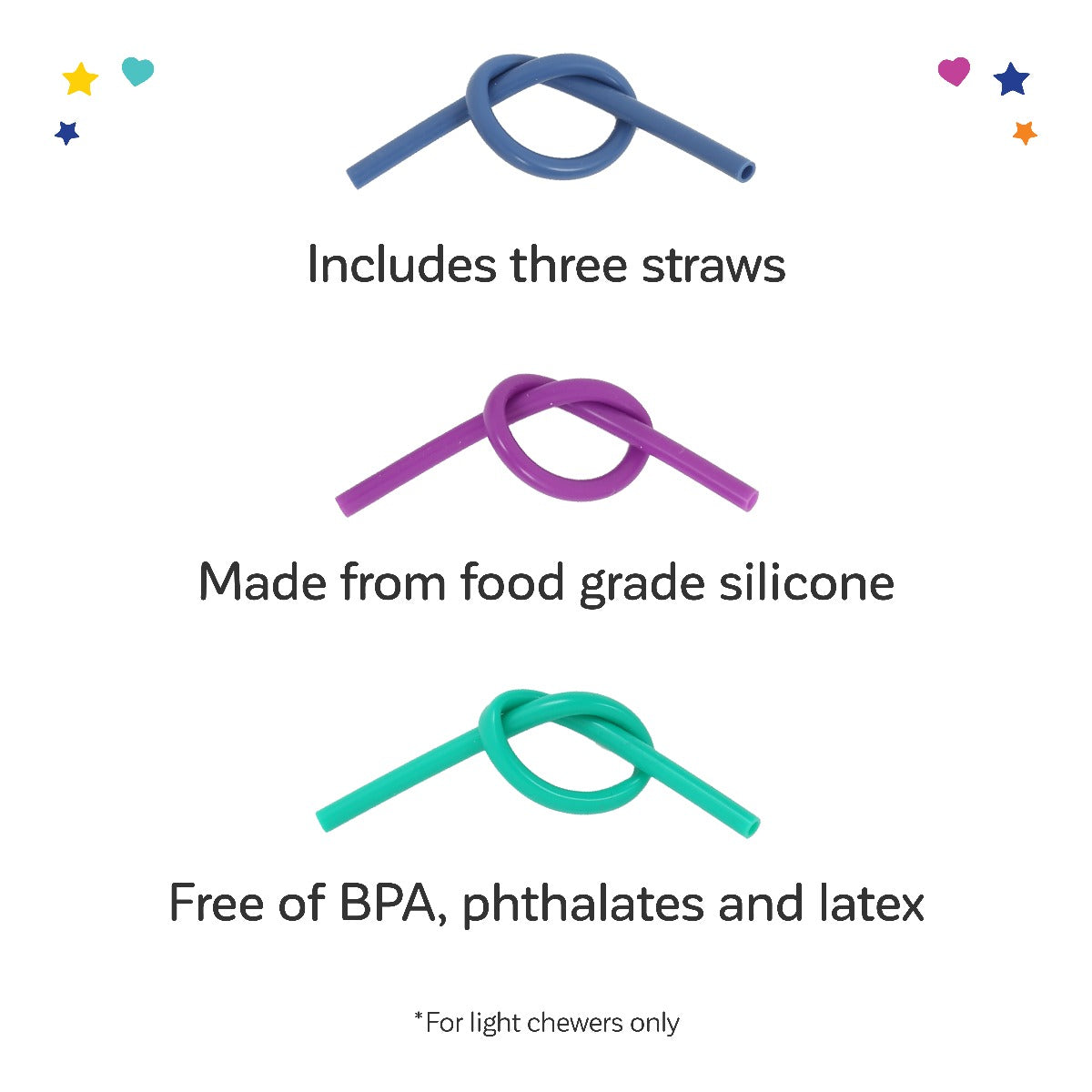 Gnaw Chewable Straws - Set of 3