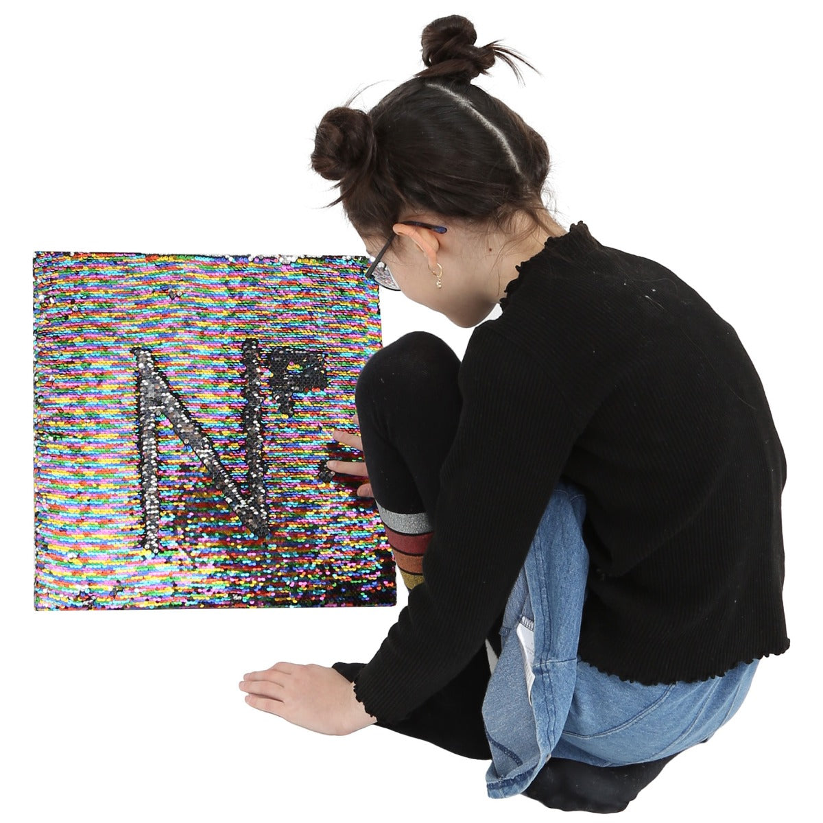 Girl playing with the Sensory Wall Panel