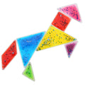 glittery gel-filled tangram shapes used to form a horse