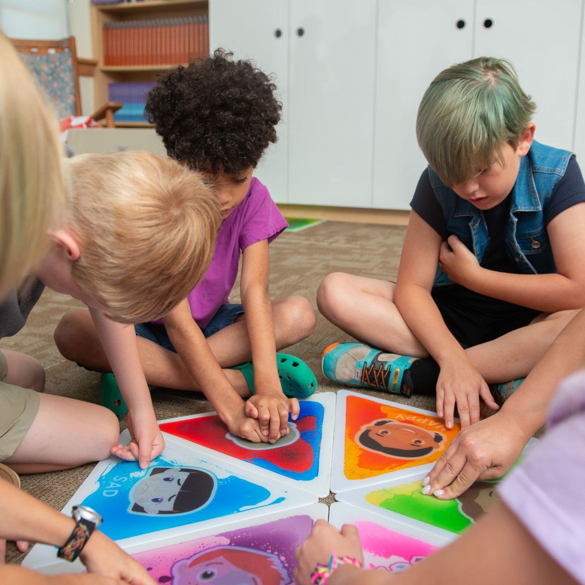 Children playing with the Emotion Gel Tiles