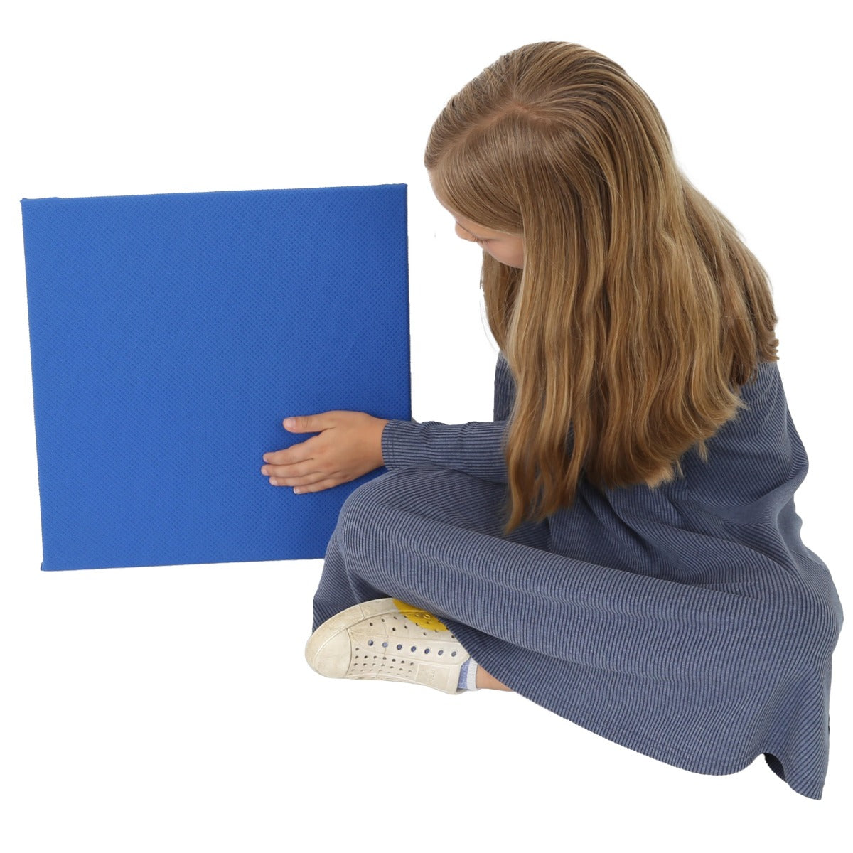 Girl using the blue Textured Wall Panel