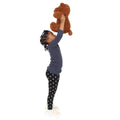 Girl holding up the Brown Weighted Teddy Bear