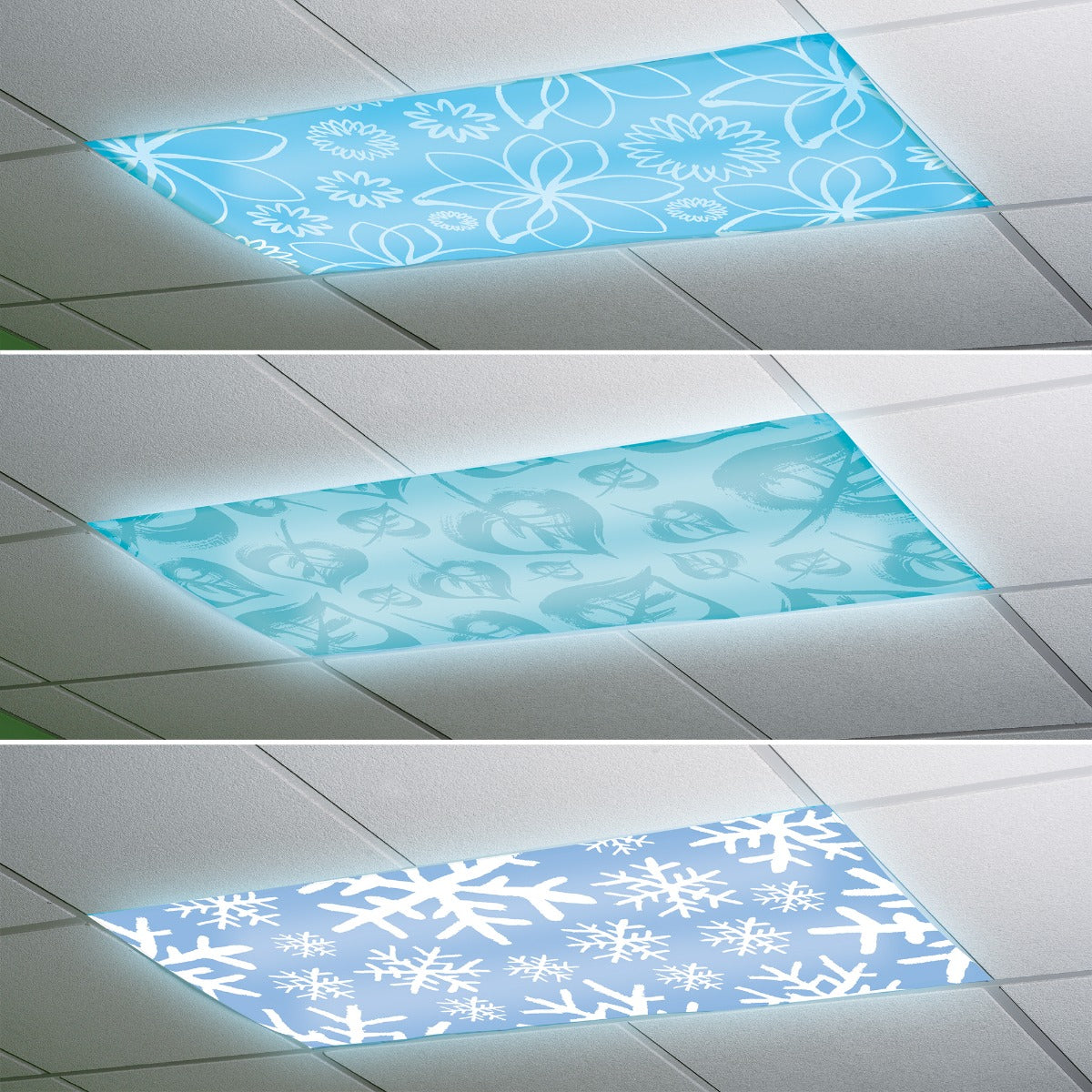Blue Light Filters featuring three seasonal designs: winter, spring/summer and fall