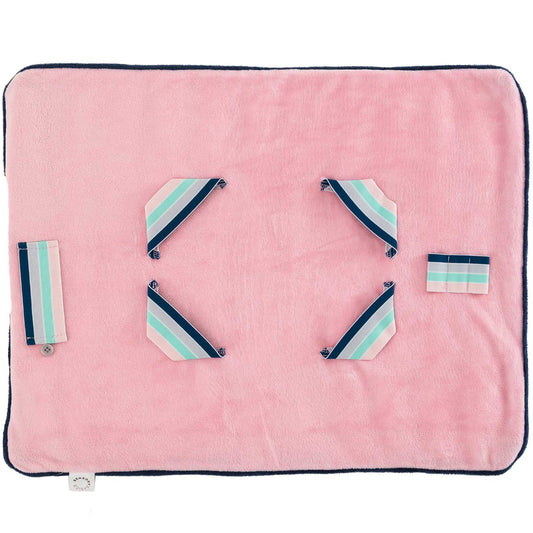 Close-up of the soft surface and colorful elastic bands of the  Sensory Basics Weighted Lap Pads