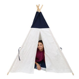 girl sitting inside the Canvas Play Tent