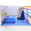 Peel-and-stick wallpaper featuring calming colors applied to the walls of a sensory room