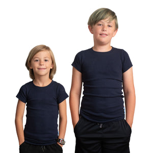 Children wearing the Ribbed Hug Tee, Short Sleeves