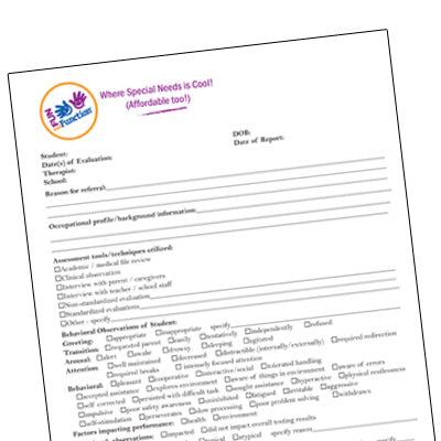OT School Evaluation Checklist-Downloadable