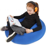 Girl sitting on the blue Mushy Smushy Bean Bag Chair